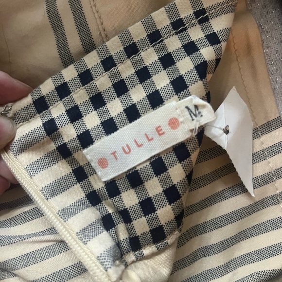 Tulle Beige Black Plaid Layered Wrap Peplum Mini Skirt - Picture 5 of 5